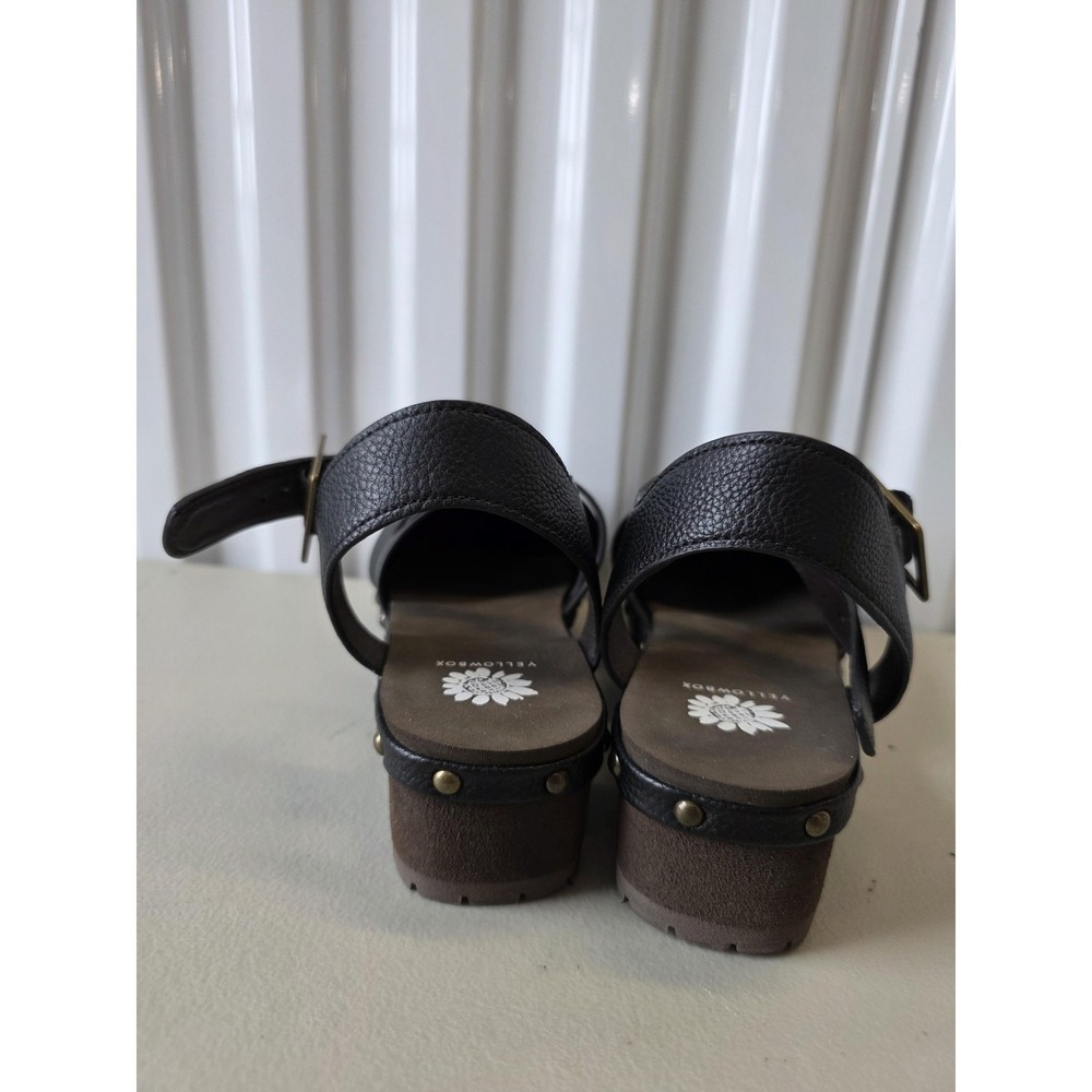 Yellow Box Sandals Womens Size 6.5 Black Rethel Studded Wedge Platform Strappy - Picture 8 of 10